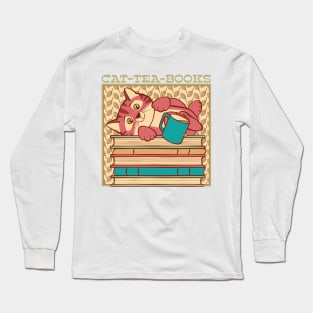 Cat Tea Books Long Sleeve T-Shirt